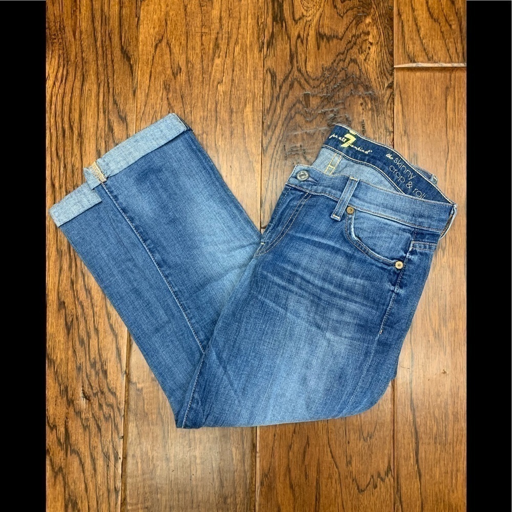 7 for all mankind the skinny crop‎ & roll denim jeans